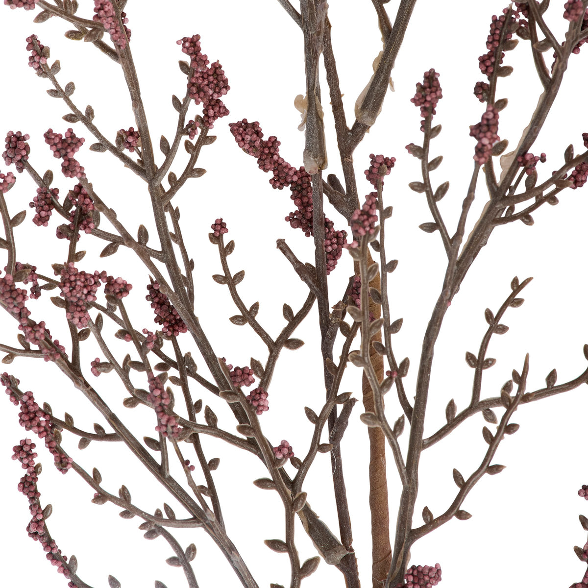 Burgundy Forsythia Floral Pick with brown branches and berry clusters for cottagecore decor at Bungalow Furniture.