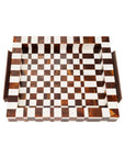 Square brown and white checkered Camiro small tray with side handles from Bungalow Furniture & Accessories.