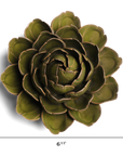 Moss green ceramic flower sculpture with layered petals, 6 1/2-inch diameter by Moss Green Botanicals.