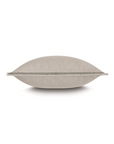 The Moab Textured Border Petit by Eastern Accents is a beige throw pillow with a dark gray horizontal stripe, linen-like texture, and zipper closure, shown side view on a white background.