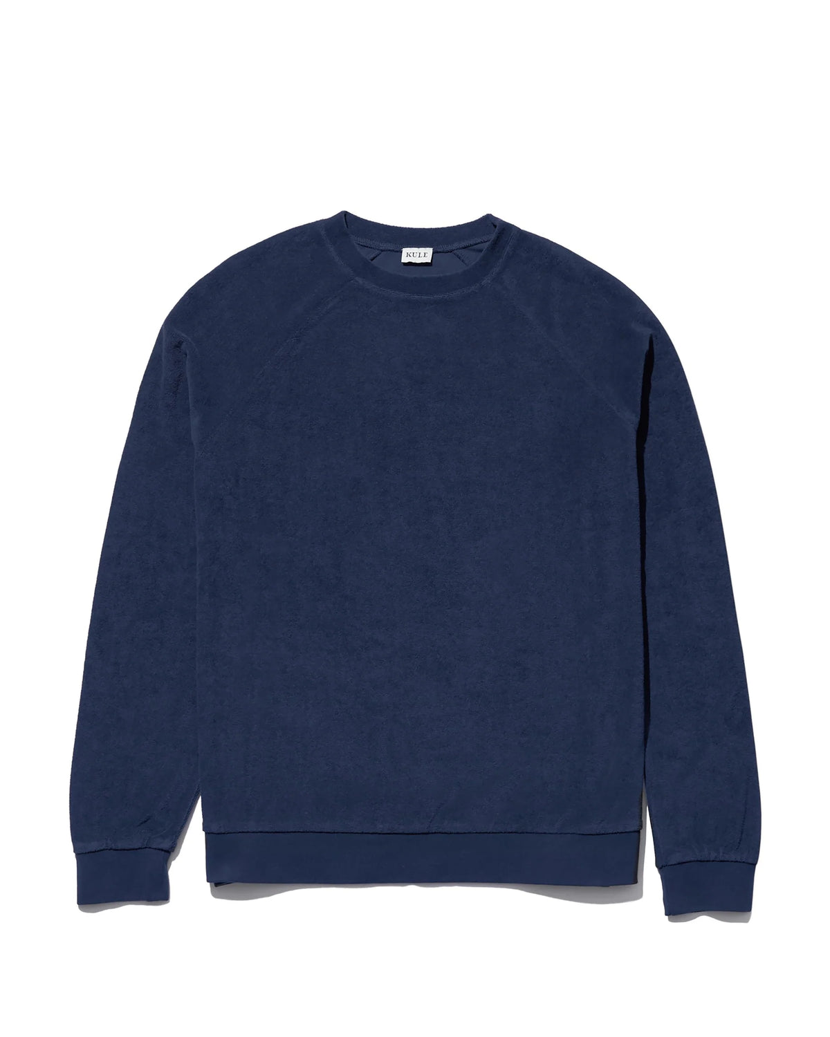The Terry Franny sweatshirt by Kule, a navy blue cotton-blend long-sleeve style, is shown laid flat on a white background.