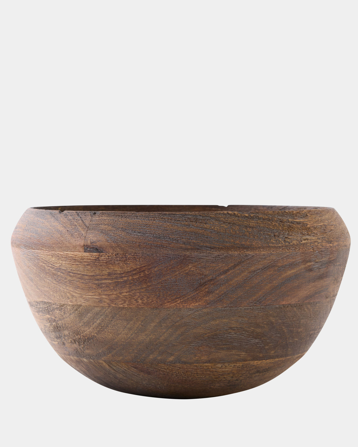 Round mango wood bowl handcrafted in India by Global Views, natural finish, Gordo Bowl S.