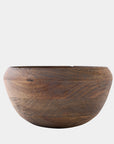 Round mango wood bowl handcrafted in India by Global Views, natural finish, Gordo Bowl S.