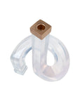 Almeda candleholder with a clear spiraling acrylic base and square brass socket by Bungalow Furniture & Accessories.
