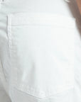 Close-up of the back pocket on ASKK chino twill white relaxed pants, highlighting the stitching and fabric texture.