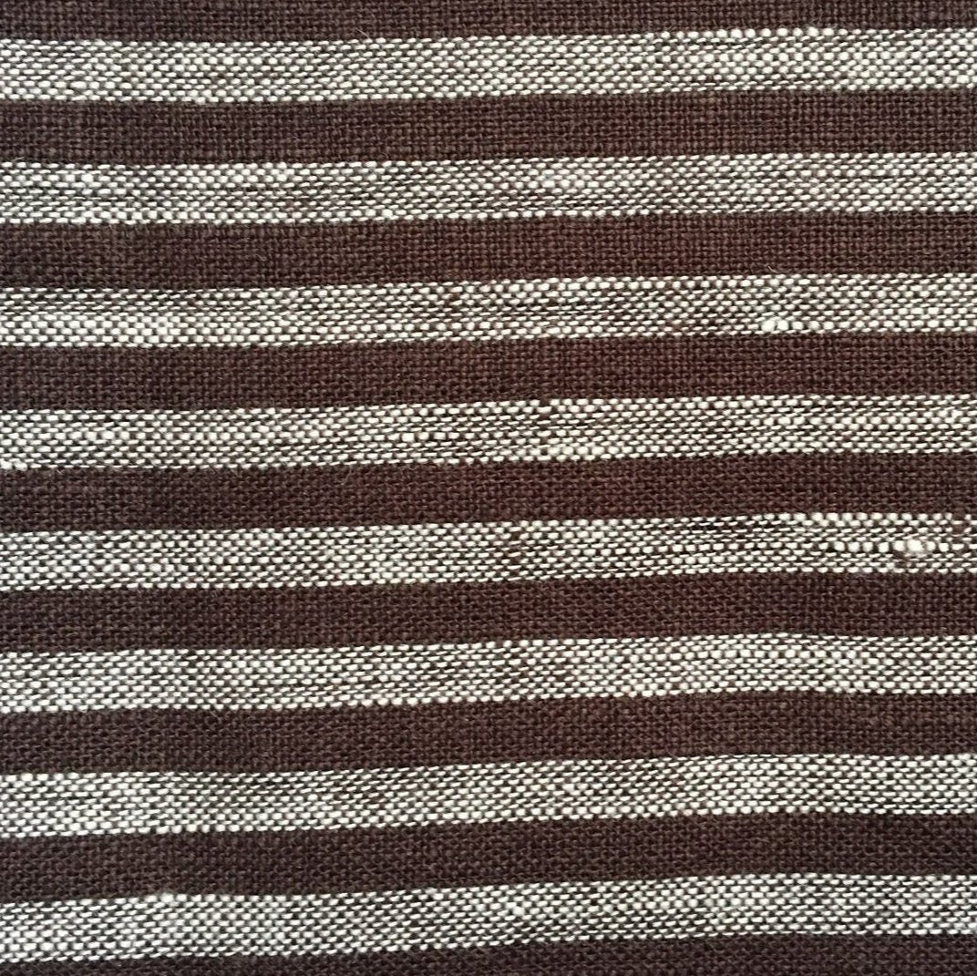 Chocolate brown striped woven fabric by Modernplum for Baltic Queen Duvet, nautical textured style.
