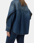 CLOSED Overlay Detail Shirt in light fabric, shown from the back with jeans; casual modern style.