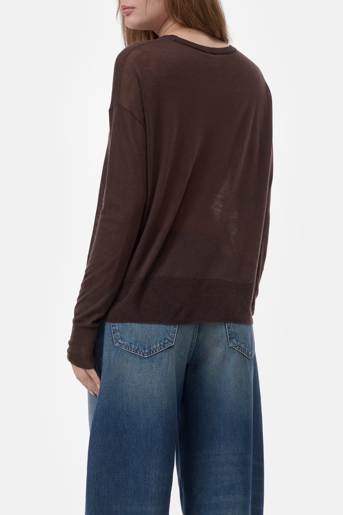 CLOSED crew neck long sleeve top in white, back view, womens clothing at Bungalow Furniture & Accessories.