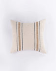 The Collins Euro Sham by Amity Home features bold beige and gray stripes with tufted dots on cream cotton velvet, shown against a plain white background.