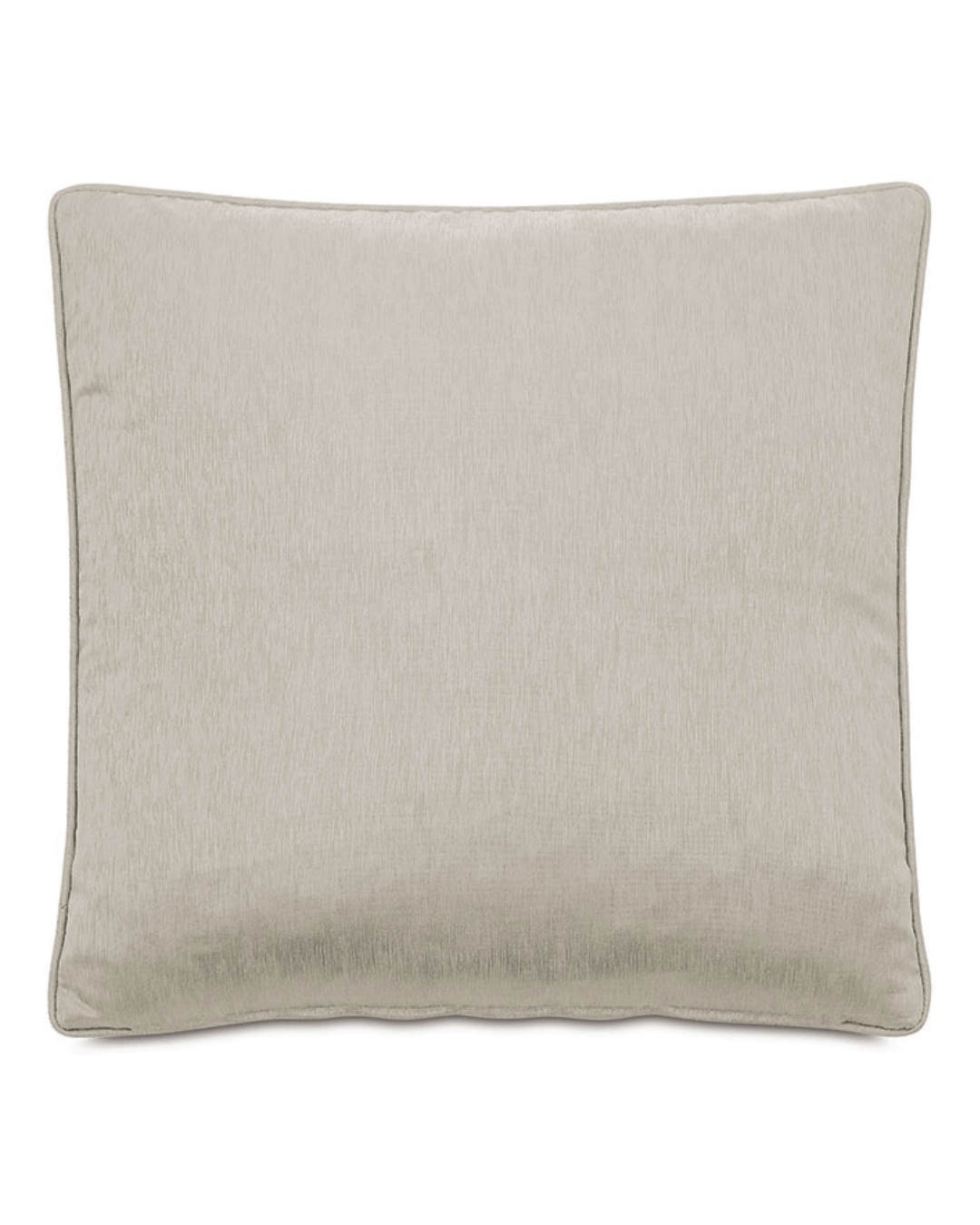 The Esmeralda Ocelot Pillow by Eastern Accents is a square chenille decorative pillow in light beige, featuring a soft, smooth texture and piped edges, displayed against a plain white background.