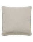 The Esmeralda Ocelot Pillow by Eastern Accents is a square chenille decorative pillow in light beige, featuring a soft, smooth texture and piped edges, displayed against a plain white background.