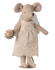 Maileg Wedding Mice in a gift box, bride wears lace dress and veil, from Maileg at Bungalow Furniture & Accessories.