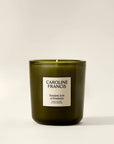 Sandalwood and Anise candle in an olive green glass vessel by Caroline Francis, 7.5oz.
