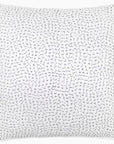 The John Robshaw Euro Sham is a white square pillow in organic cotton voile, featuring a minimalist crosshatch pattern of small, irregular black stitched lines across the surface.