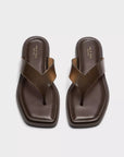 A pair of Rag & Bone gracie jelly thong sandals with brown, geometric square toes, glossy wide straps, and cushioned footbeds, shown side by side on a light background.