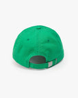 Green dad hat with adjustable strap and metal buckle, shown from the back; The Hats Off by Mother.