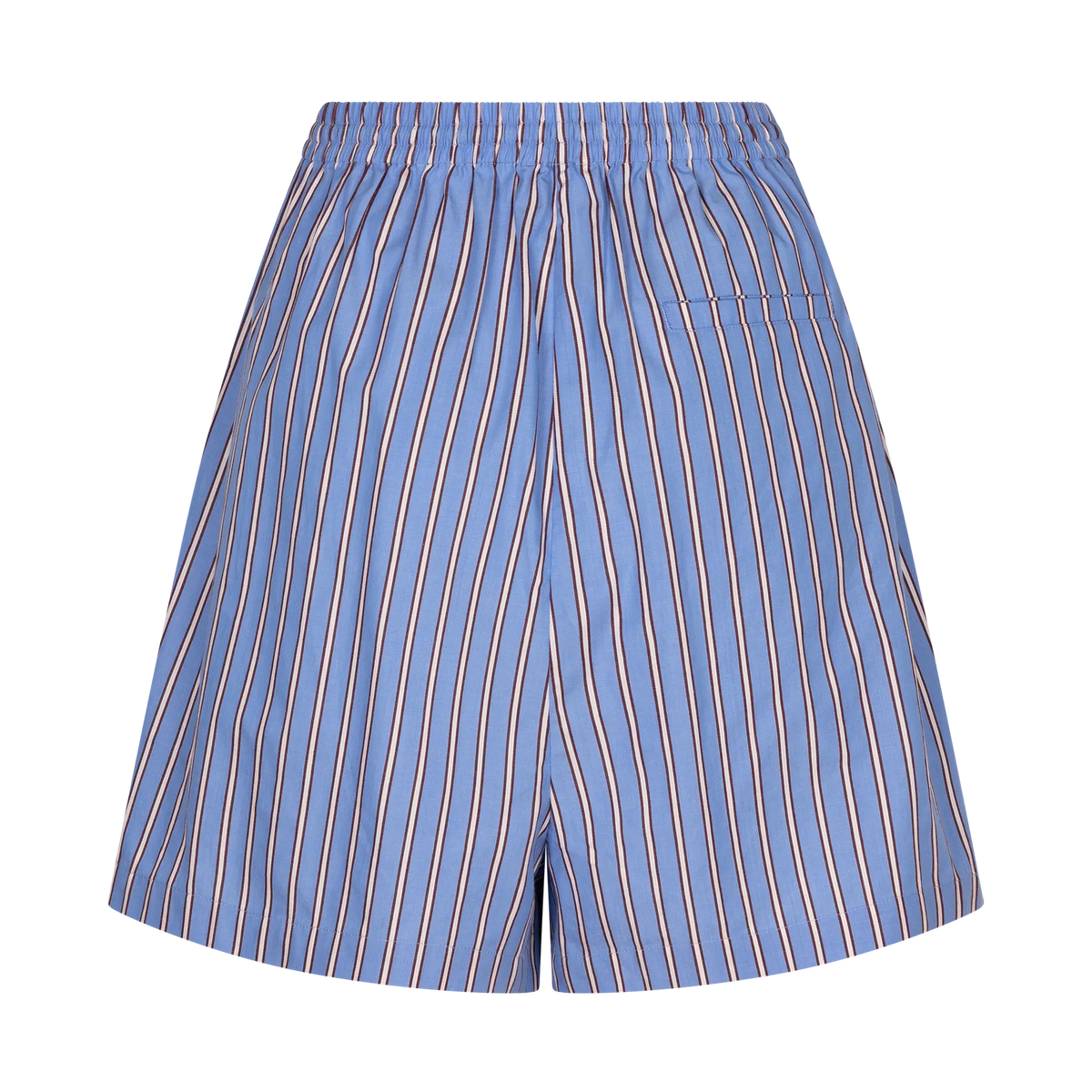 Red and white striped cotton Bermuda shorts with elastic waist and back pocket by Love Stories, ALFIE.