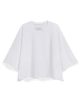 White oversized cotton tee with raw hem and wide sleeves by Frank & Eileen, Presley style, perfect for casual wear.