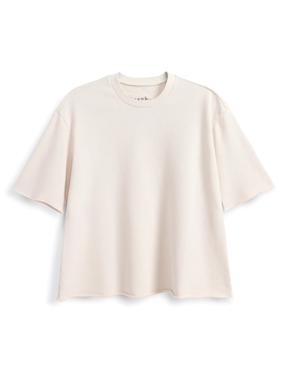 White oversized crewneck tee with short sleeves, 100 cotton by Frank & Eileen, Perry NYC style at Bungalow Furniture.
