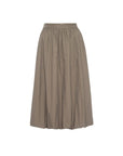 The BROCHU WALKER LOTI BUBBLE SKIRT is a taupe high-waisted midi with a gathered waistband and softly pleated, voluminous silhouette, shown on a white background.
