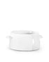 The Montes Doggett S Baker No. 137 is a small, round, white high-fired ceramic bowl with two short side handles, shown against a plain white background.