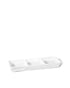 The Montes Doggett Appetizer Tray No. 383 is a white rectangular high-fired ceramic tray featuring three separate compartments, shown on a plain white background.