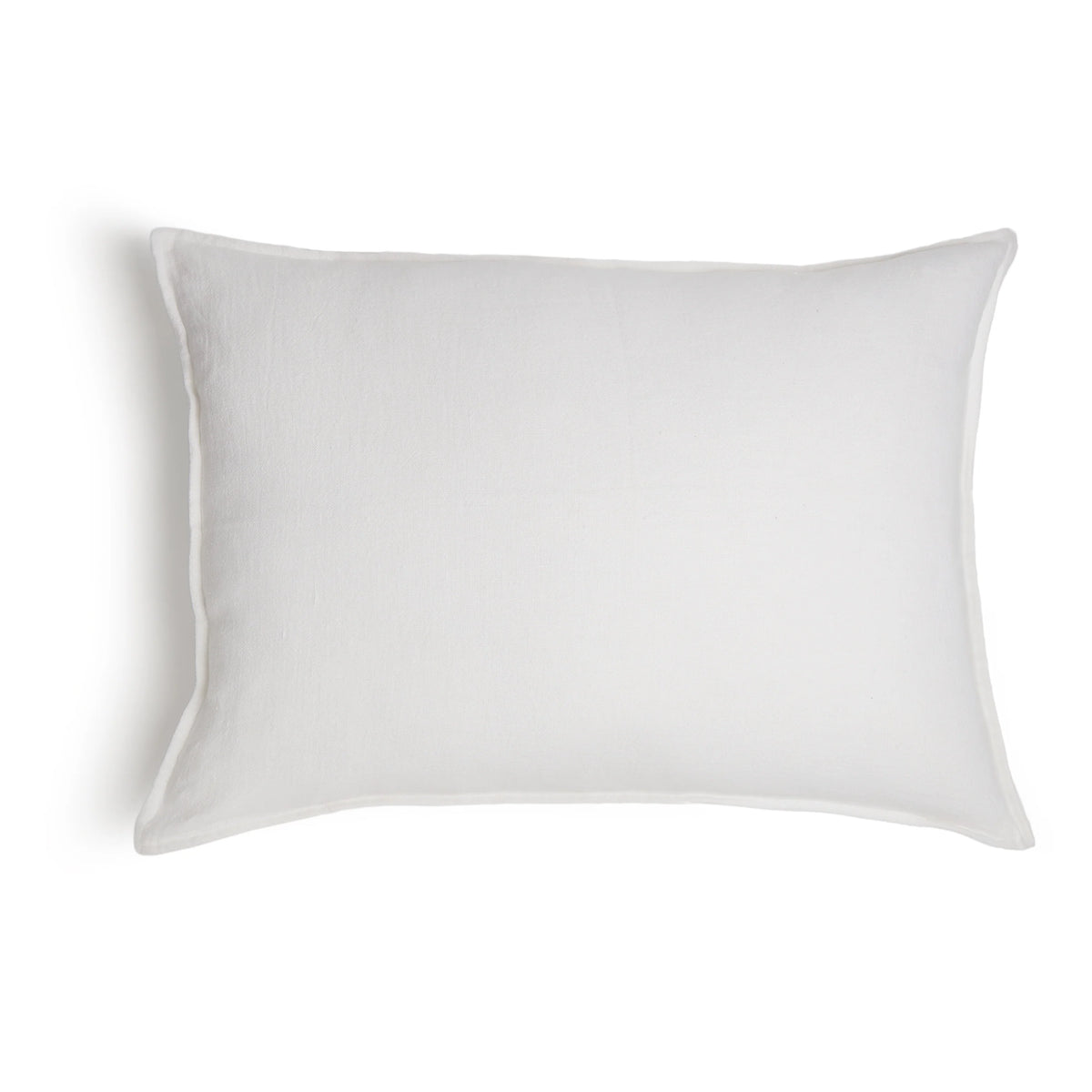 The Montauk Big Pillow 28x36 by POM POM is a rectangular white pillow made from heavyweight linen with a smooth, plain surface and gently curved edges, displayed against a white background.