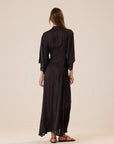 Natalie Martin Sarah Dress in dark polka-dot print, kimono style, shown from the back at Bungalow Furniture.