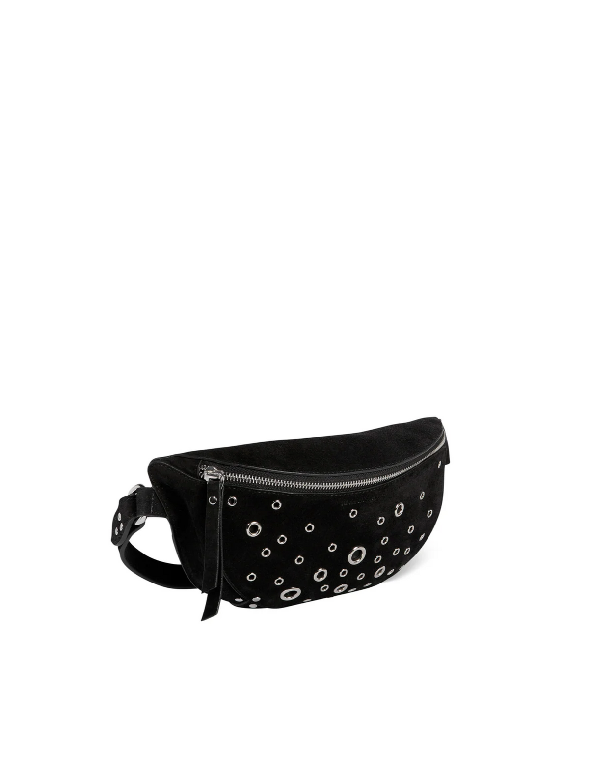 Lino Banane bag in Tandem color with silver grommets and zip closure by Jerome Dreyfuss on white background.