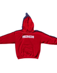The Ping Pong Surf Club Wet Suit & Cowboy Boots Hoodie is a bright red cotton-poly blend sweatshirt with “WETSUITS & COWBOYBOOTS” in bold white on the back, shown against a plain white background.