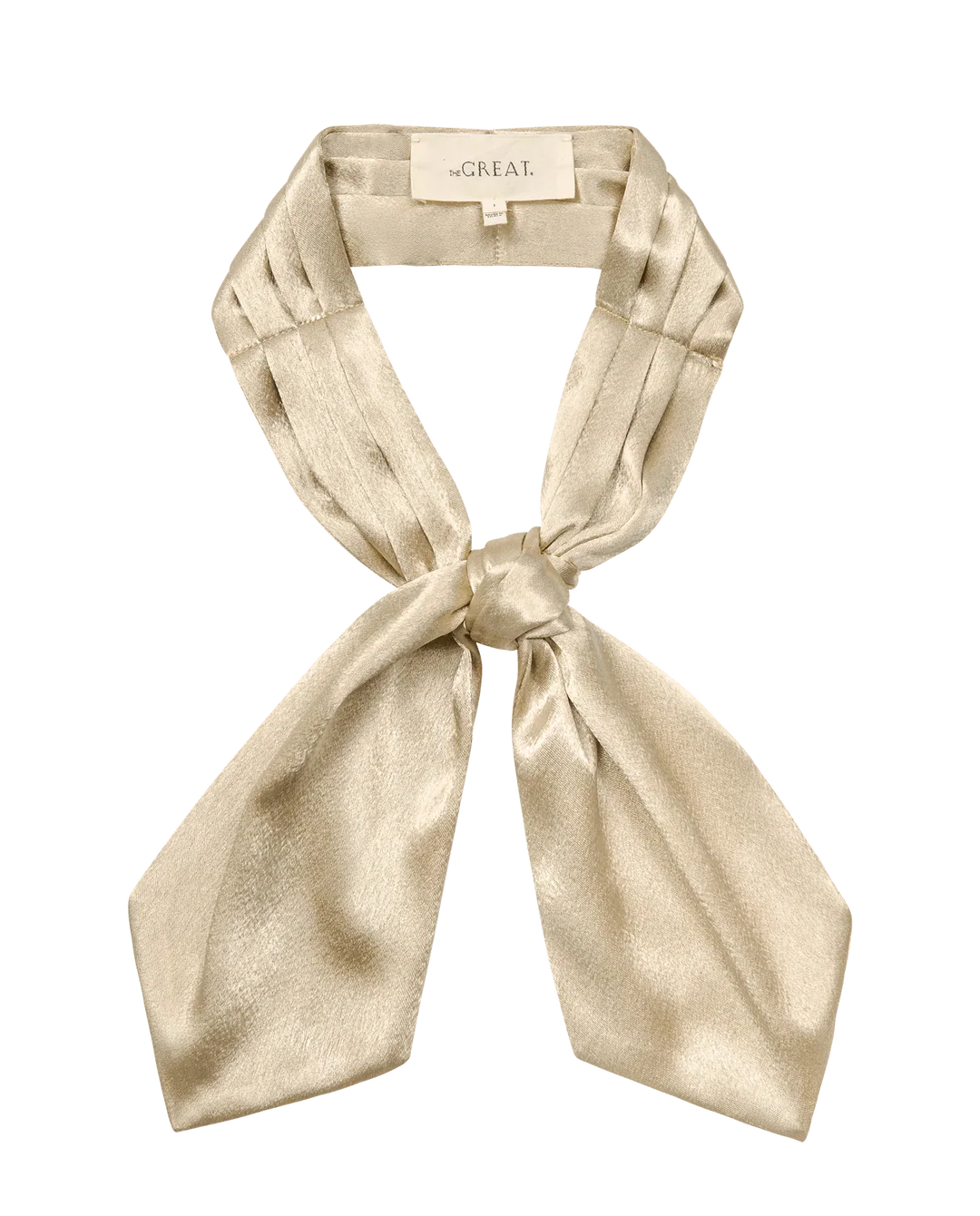 Champagne pleated neck tie with a soft sheen, vintage style accessory from Bungalow Furniture &amp; Accessories.