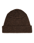 Striped beanie with folded cuff in brown and black from Bungalow Furniture & Accessories.