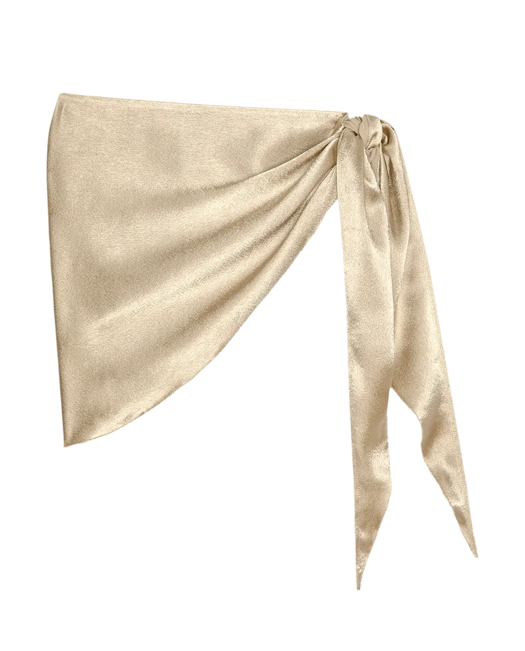 Champagne satin wrap scarf with side tie by Bungalow Furniture &amp; Accessories.