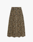 Tan leopard print knee-length, high-waisted skirt by The Great Inc., Highland Skirt style at Bungalow Furniture.