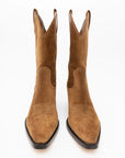 The ONCEPT Winslow Boot is a brown suede cowboy boot with pointed toes, decorative stitching, and high shafts with pull tabs, shown upright on a white background.