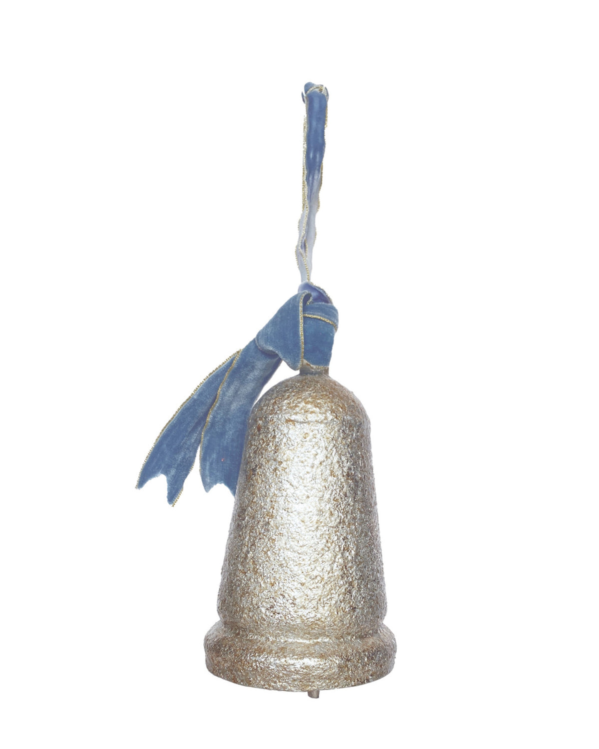 Brass bell with velvet ribbon by Creative Co-op, elegant accent for rustic farmhouse decor at Bungalow Furniture.