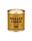 Tin of Faire Mulled Cider Soy Candle with labeled lid, spiced apple scent, from Bungalow Furniture & Accessories.