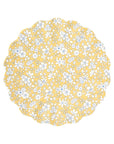 Yellow scalloped small plate with white and blue floral design, Meri Meri x Liberty by Faire, perfect for dining décor.