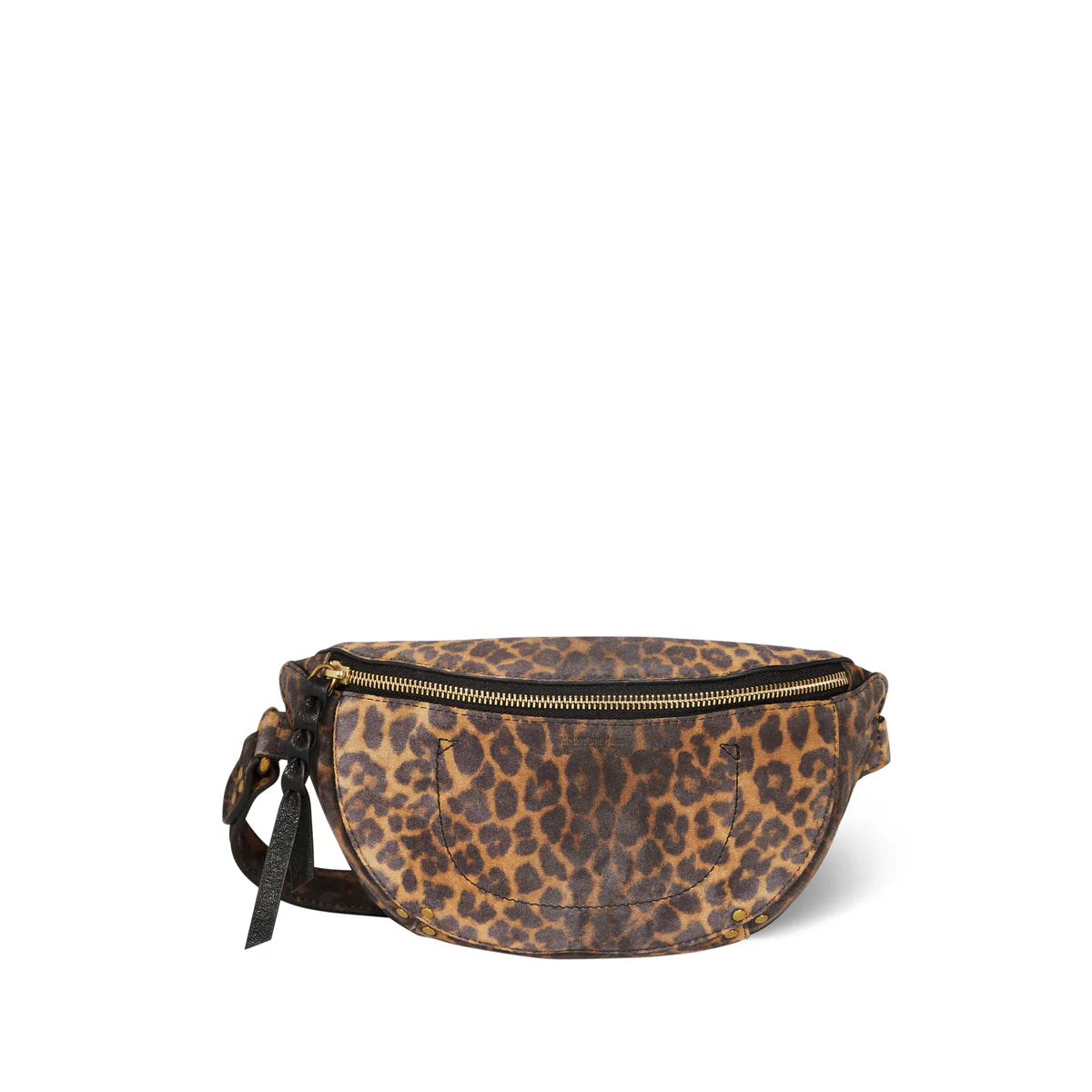 Leopard print Lino Banane bag with front zipper and adjustable strap by Jerome Dreyfuss, chic and functional style.