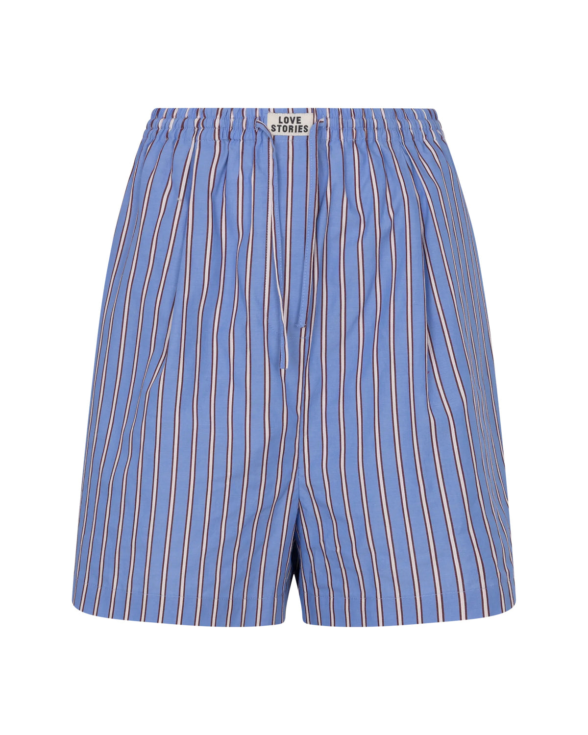 White and pink striped cotton Bermuda shorts with elastic waist, Love Stories ALFIE.