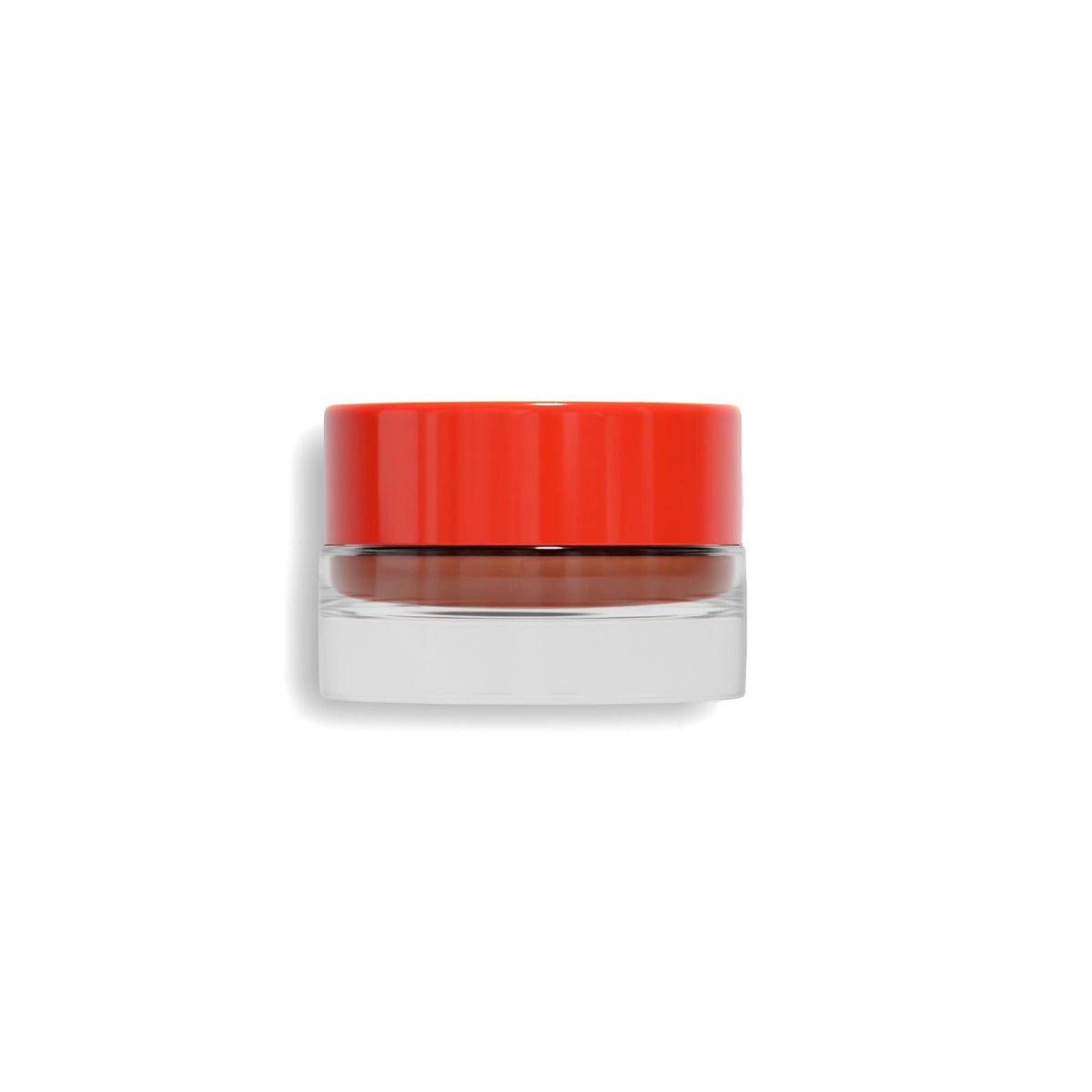 Faire's 01 Tinted Lip Balm & Blush—a brown-tinted hyaluronic acid formula—comes in a small clear jar with a bright red lid, displayed against a white background.