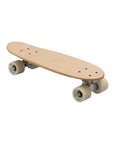 The BANWOOD SKATEBOARD - NATURE by Faire features a minimalist, light wood deck with white wheels and no grip tape or graphics, creating a simple, natural look. Shown at an angle on a white background.