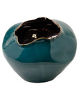 Teal Ilaria Medium Vase featuring a wide, organic, wavy-edged opening, Bungalow Furniture & Accessories.