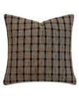 Tan and black dobby-woven check bamboo throw pillow, 22x22, by Bungalow Furniture & Accessories.