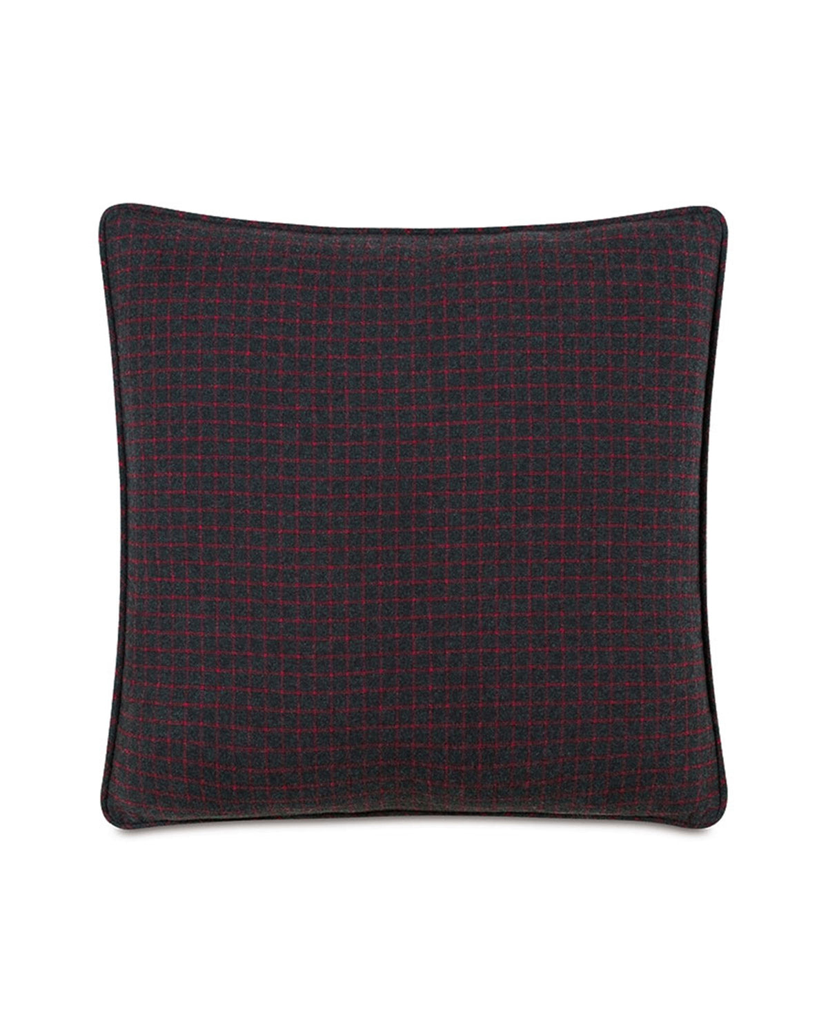 The APD-474 BISHOP FLANNEL pillow by Eastern Accents is a 20x20 square made from soft cotton flannel in a dark navy and red check pattern, shown against a plain white background.