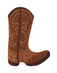 The Faire Brown Cowboy Boot Pillow features a boot-shaped design with dark brown accents and decorative western stitching, resembling a cowboy boot.