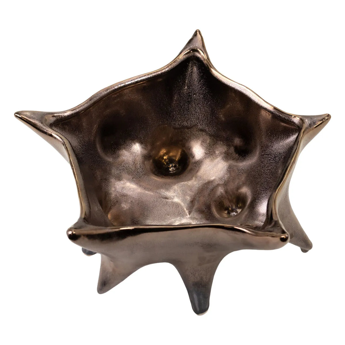 Five-pointed star-shaped decorative bowl in metallic bronze by Westwood.