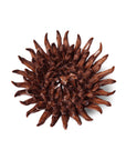 Chocolate Mum ceramic flower sculpture by Bungalow Furniture & Accessories in dark brown with spiky, elongated petals.
