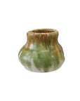 The Crackle Glaze Vase by Creative Co-op features a small, round ceramic design with a wide body, narrow opening, and marbled green, brown, and white tones on a white background.