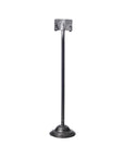 The Faire Desk Card Holder features a metal stand with a round base, vertical rod, and rectangular bracket—perfect for displaying cards or place cards. Isolated against a white background.